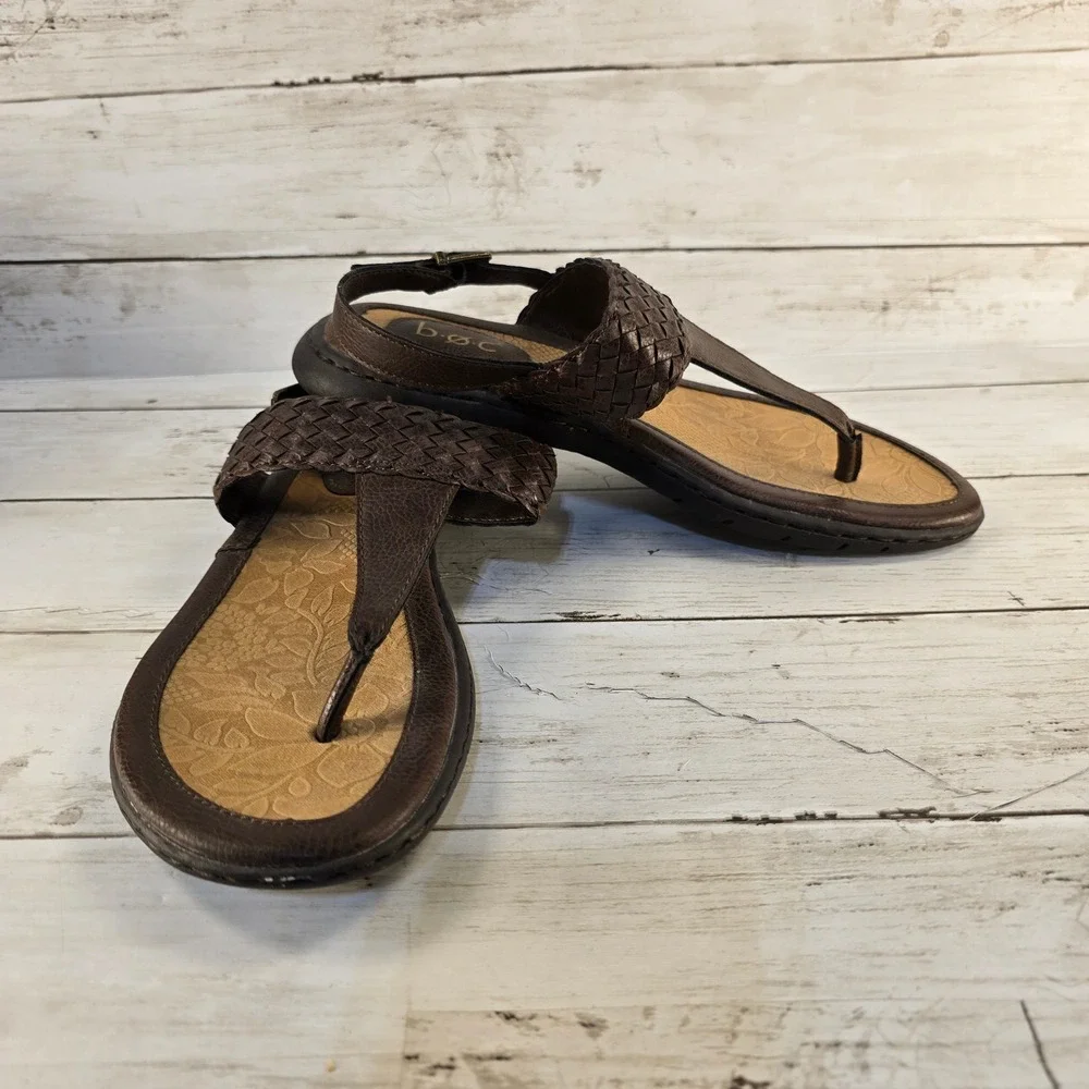 b.o.c. Born Concept Womens Brown Woven Thong Slingback Sandals Z49406 Size 7M - Picture 1 of 7
